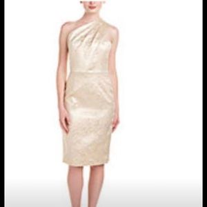 Gold one shoulder monique lhuillier dress